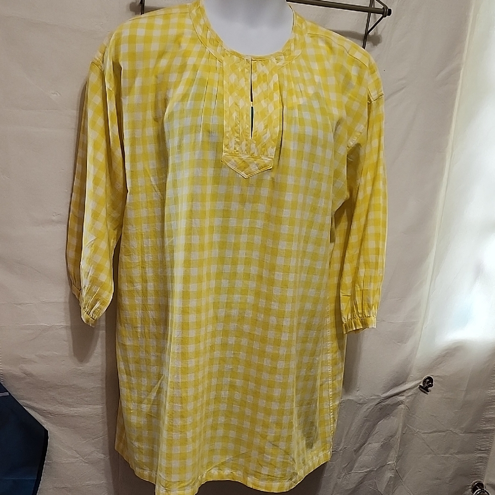 NWOT Madewell SzM Yellow Gingham Long Sleeve Swim Coverup